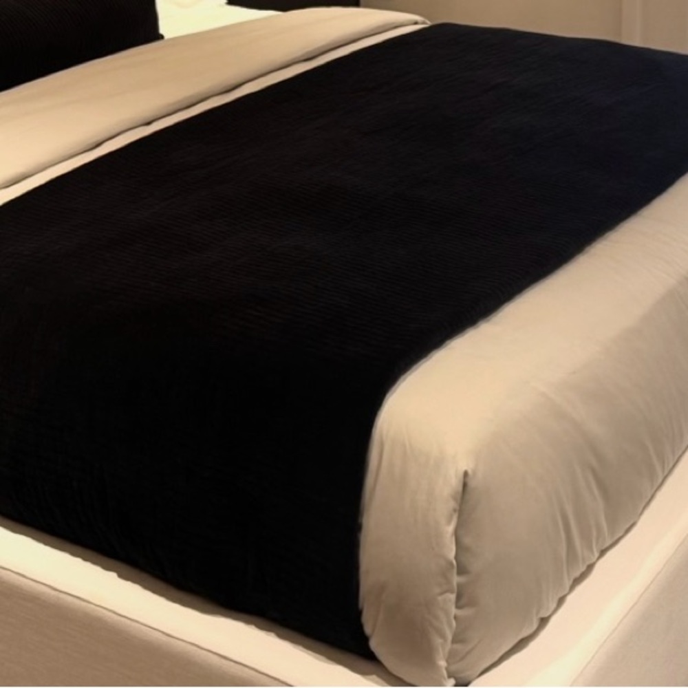 RH 100%CASHMERE Elegant TWO-SIDED Throw/Blanket Black & Gray, size 80“x96“, NWT